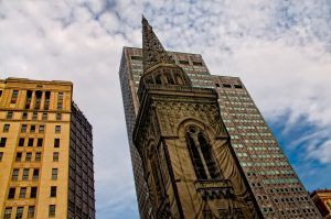 Church Steeple under repair Pittsburgh 2012
