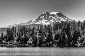 Mt. Rainier first view in BW