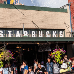 First Starbucks, very busy location First Starbucks Seattle